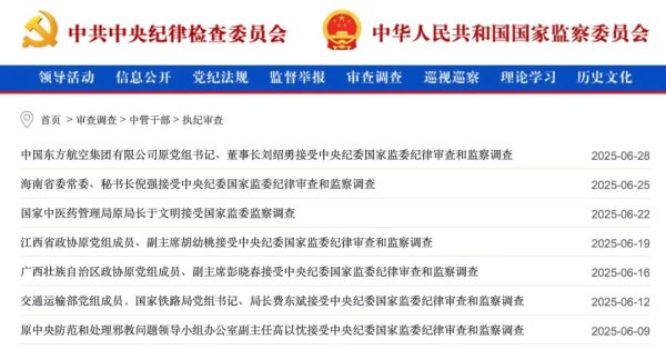 104东说念主被查！中央纪委国度监委发布6月反腐月报